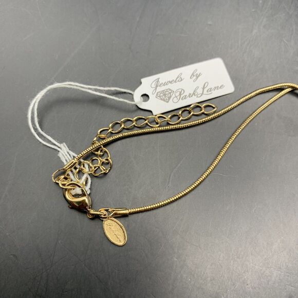 Park Lane Pendant Necklace Flower Floral Triangle Gold Tone Clear Rhinestone - Picture 6 of 9